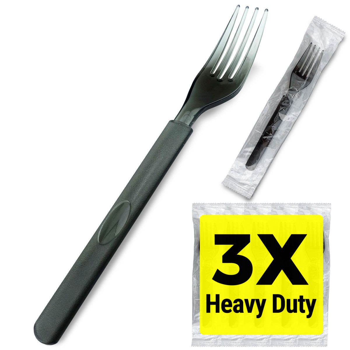 [MEGA Pack] 500 Count 3X Heavy Duty Plastic Forks Individually Wrapped