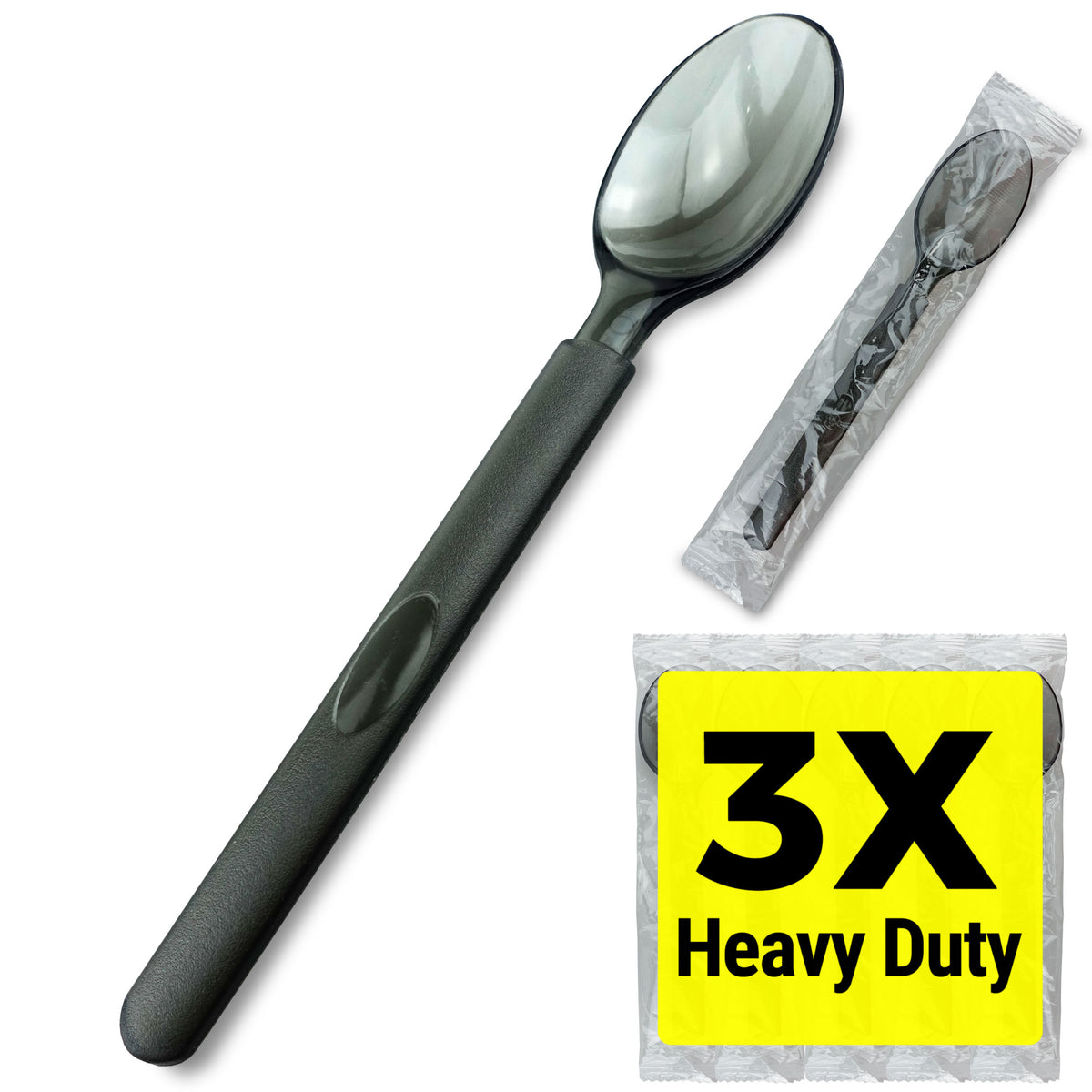 [MEGA Pack] 500 Count 3X Heavy Duty Plastic Spoons Individually Wrapped