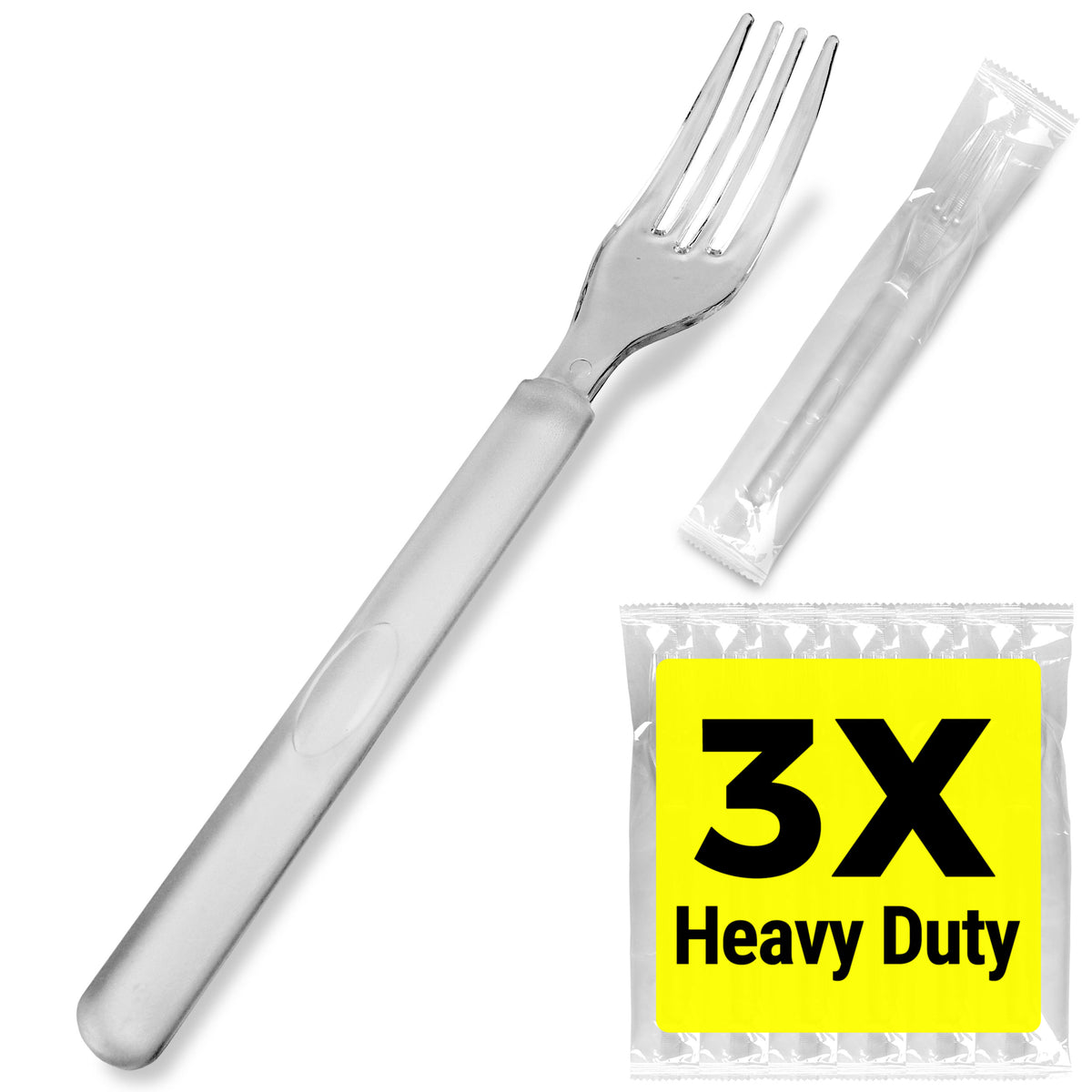 [MEGA Pack] 500 Count 3X Heavy Duty Clear Plastic Forks Individually W ...